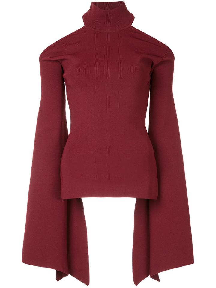Solace London Roll Neck Shoulder Slits Top - Red