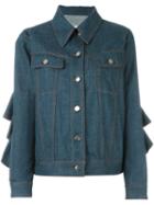 Mm6 Maison Margiela Flounce Denim Jacket, Women's, Size: 40, Blue, Cotton