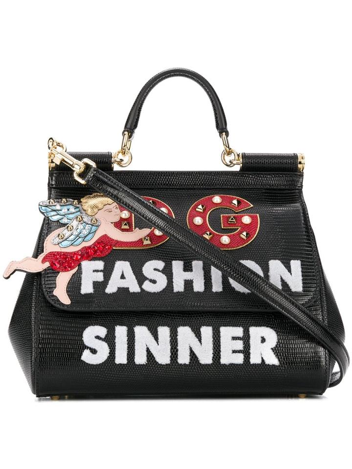 Dolce & Gabbana Appliquéd Sicily Tote - Black