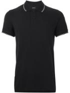 Armani Jeans Striped Trim Polo Shirt, Men's, Size: Xxl, Black, Cotton/spandex/elastane