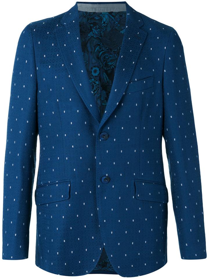 Etro - Dot Weave Two-button Jacket - Men - Silk/cotton/cupro - 50, Blue, Silk/cotton/cupro
