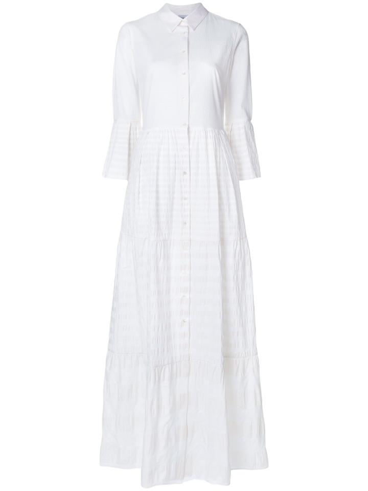 Sara Roka Flared Maxi Shirt Dress - White
