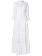Sara Roka Flared Maxi Shirt Dress - White