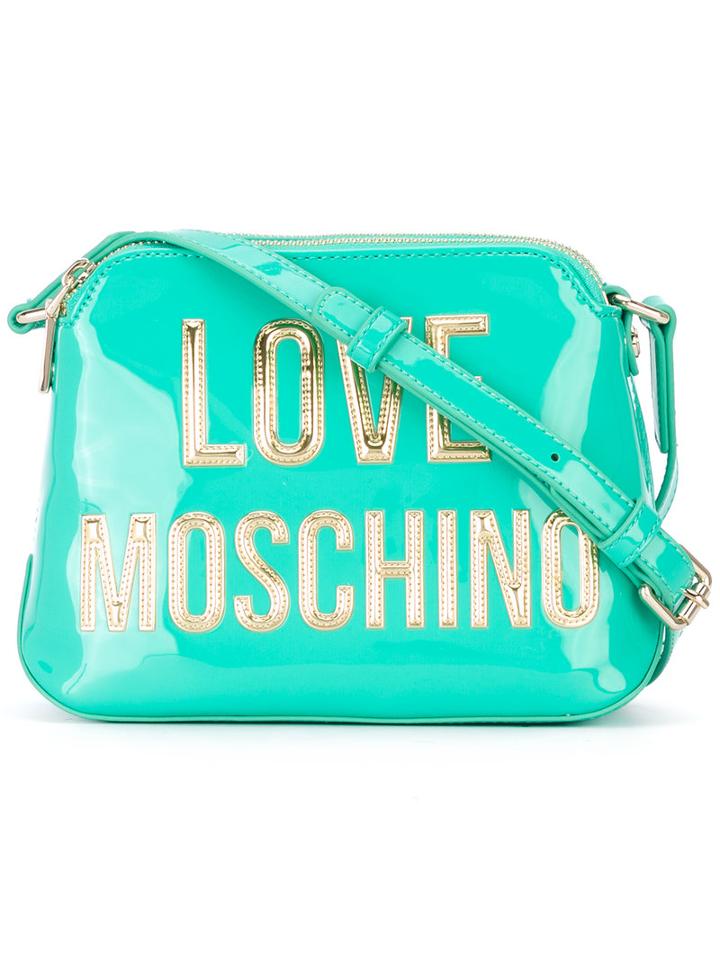 Love Moschino - Gold Lettering Shoulder Bag - Women - Polyurethane - One Size, Women's, Green, Polyurethane
