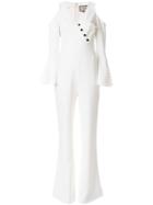 Alexis Button Detail Crepe Jumpsuit - White