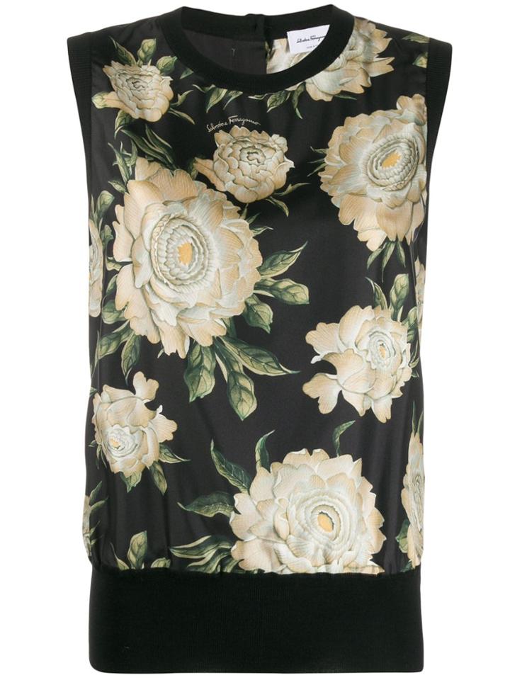 Salvatore Ferragamo Floral Print Blouse - Black