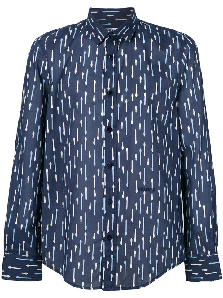 Dirk Bikkembergs Stripe Print Shirt - Blue