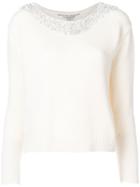 Ermanno Scervino Embellished Collar Knit Sweater - Nude & Neutrals