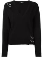 Versus Pins Detail V-neck Jumper, Women's, Size: 42, Black, Viscose/polyester