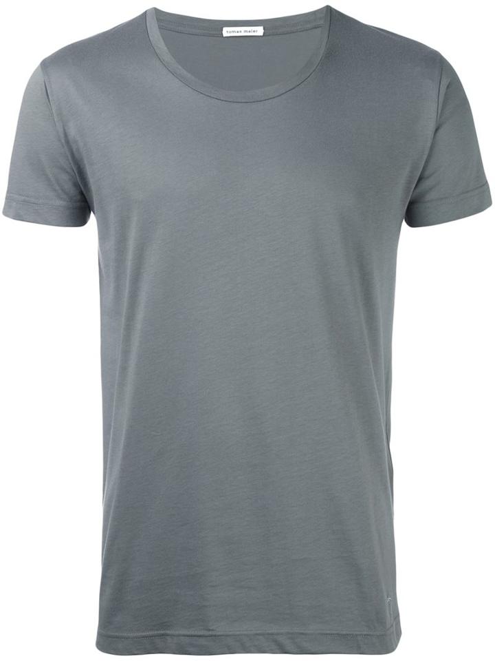 Tomas Maier Crew Neck T-shirt, Men's, Size: Large, Grey, Cotton