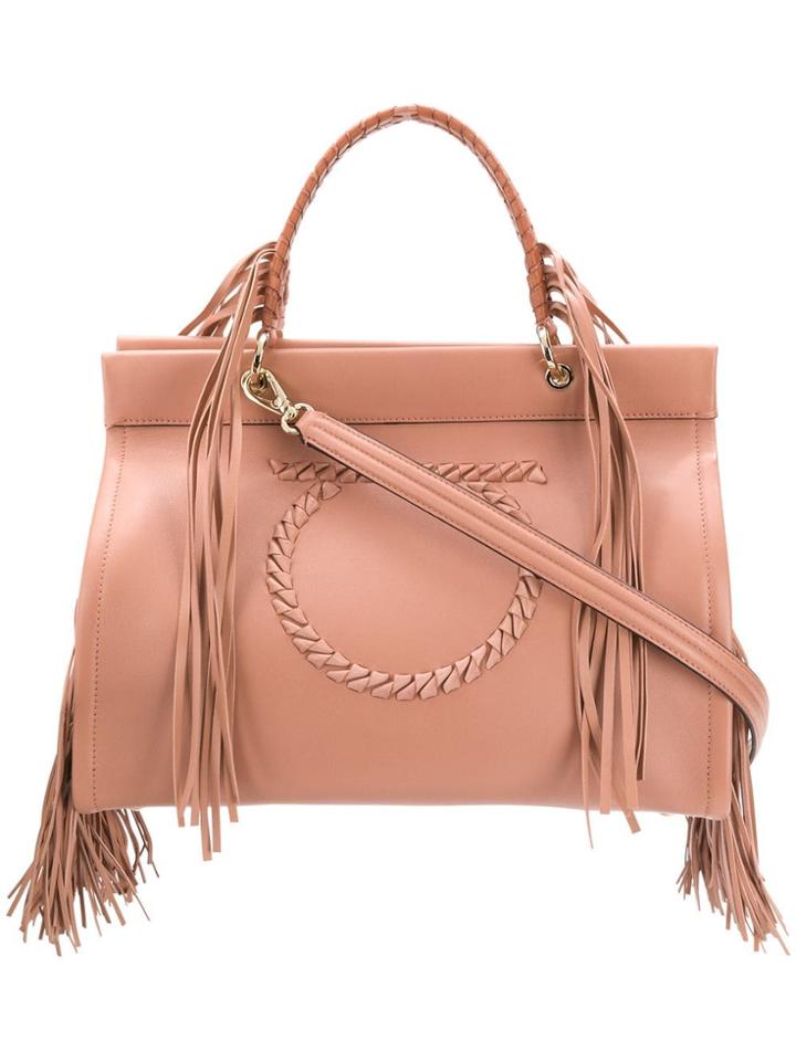 Salvatore Ferragamo Fringed Tote - Pink