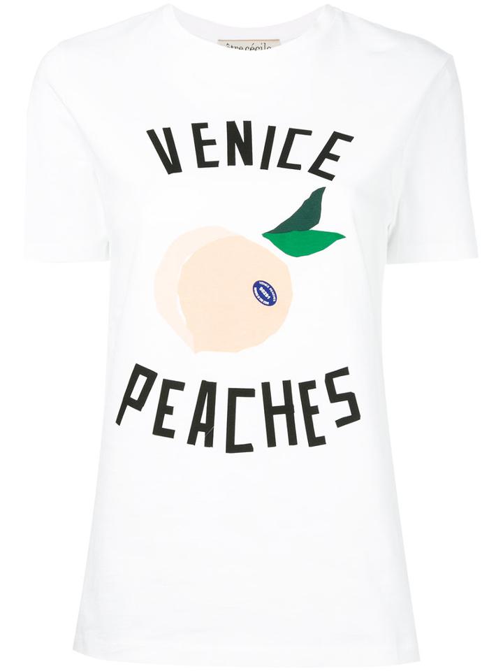 Être Cécile - Peaches Print T-shirt - Women - Cotton - S, Women's, White, Cotton
