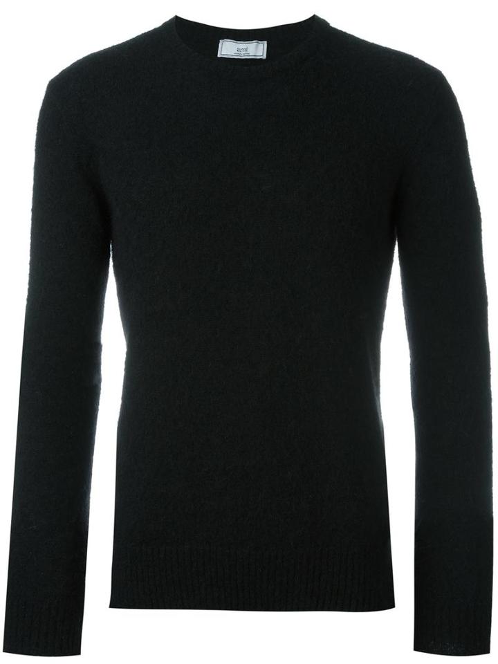 Ami Alexandre Mattiussi Crew Neck Jumper, Men's, Size: Medium, Black, Polyamide/llama/wool/alpaca