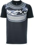 Neil Barrett Patterned Camouflage T-shirt, Men's, Size: Medium, Black, Polyester/polyurethane/viscose