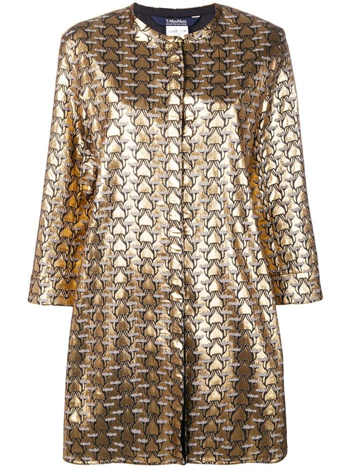 's Max Mara Printed Midi Coat - Gold