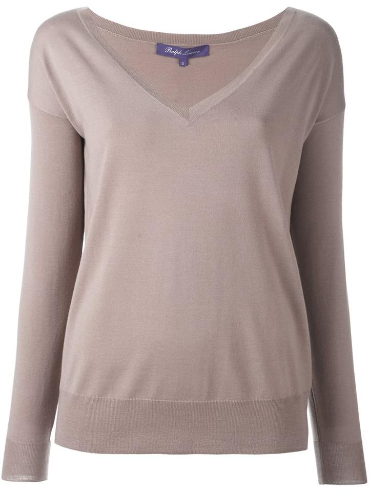 Ralph Lauren Deep V-neck Sweater, Women's, Size: Small, Nude/neutrals, Nylon/merino