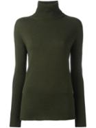 Michel Klein Ribbed Turtleneck Sweater, Women's, Size: 36, Green, Viscose/wool/angora/nylon