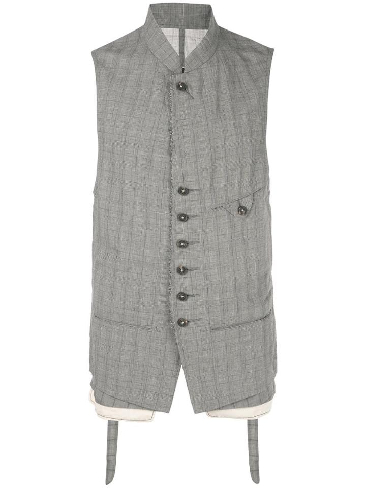 Ziggy Chen Plaid Waistcoat - Grey