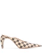 Misbhv Monogram Print Pointed Mules - Neutrals