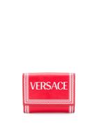 Versace Logo Printed Border Wallet - Red