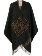 Fendi Monogram Fur Pockets Poncho - Brown
