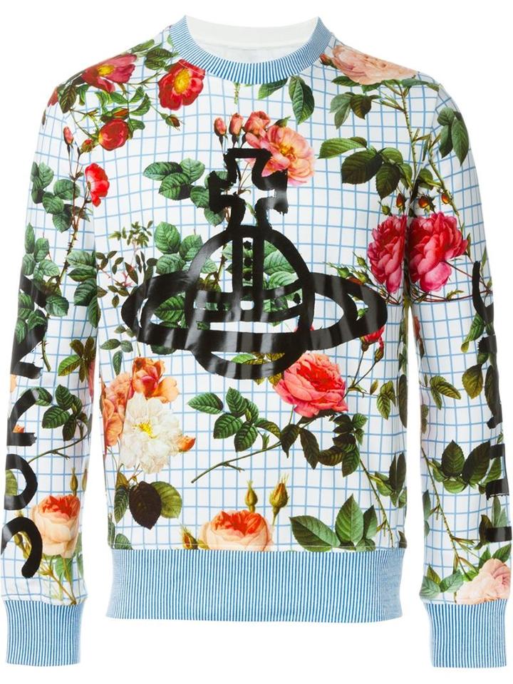 Vivienne Westwood Man Rose Print Sweatshirt, Men's, Size: S, White, Cotton