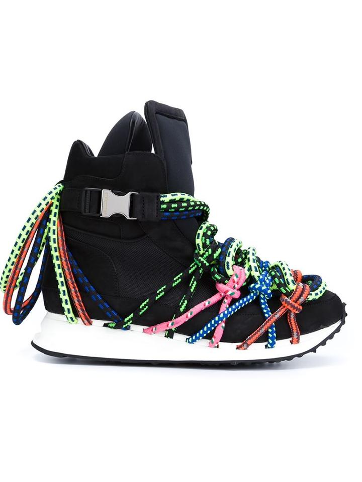Dsquared2 Bungy Jump Hi-top Sneakers, Men's, Size: 42, Black, Leather/nylon/rubber