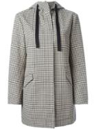 Red Valentino Checked Hooded Coat, Women's, Size: 44, Black, Cotton/acetate/polyester