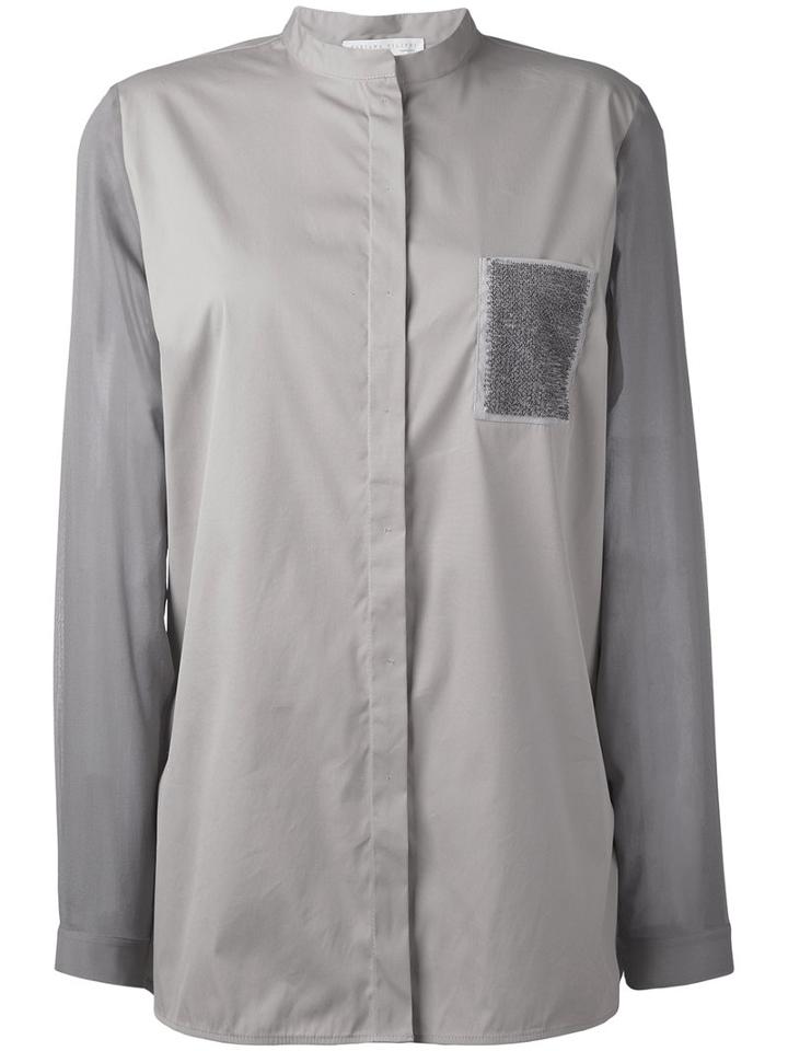 Fabiana Filippi - Collarless Blouse - Women - Silk/cotton/elastodiene/cashmere - 42, Grey, Silk/cotton/elastodiene/cashmere