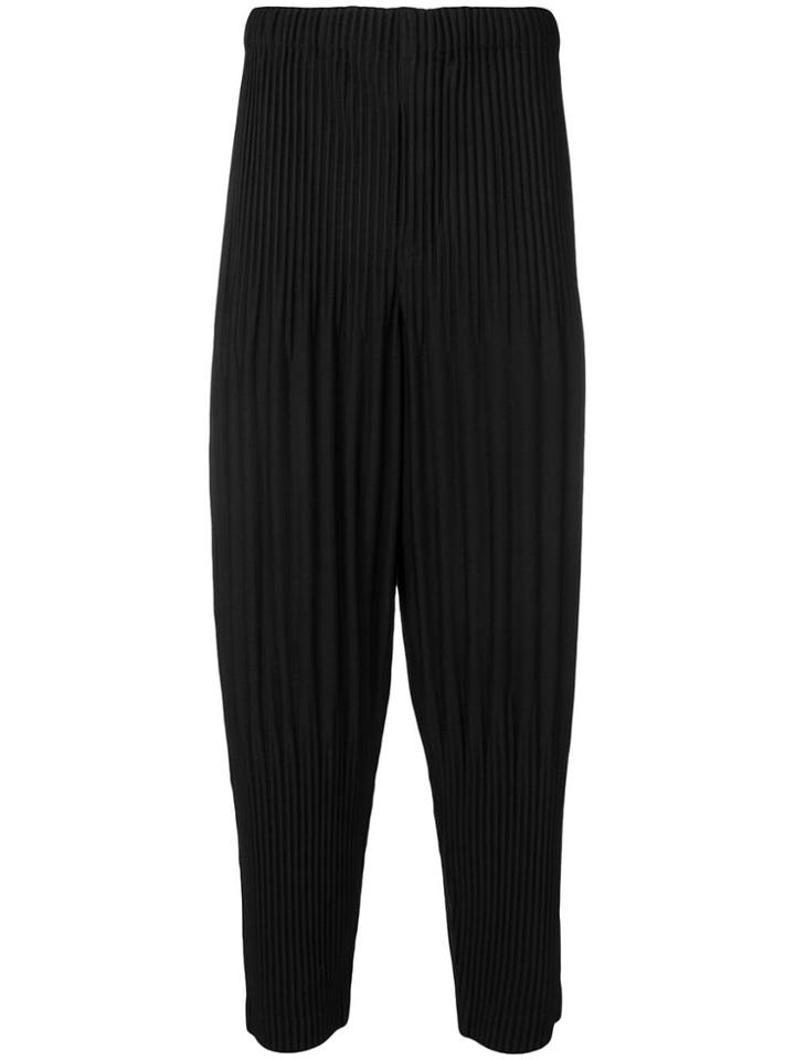 Homme Plissé Issey Miyake Ribbed Drop-crotch Trousers - Black