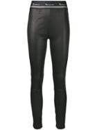 T By Alexander Wang Leather Logo Leggings - Black