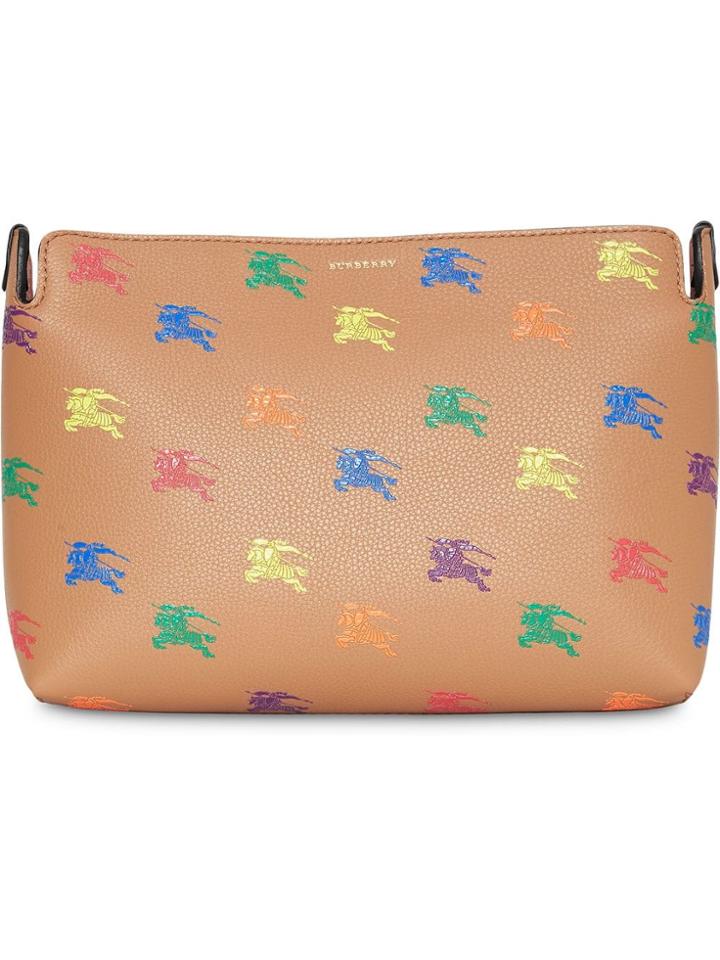 Burberry Medium Equestrian Knight Leather Clutch - Brown