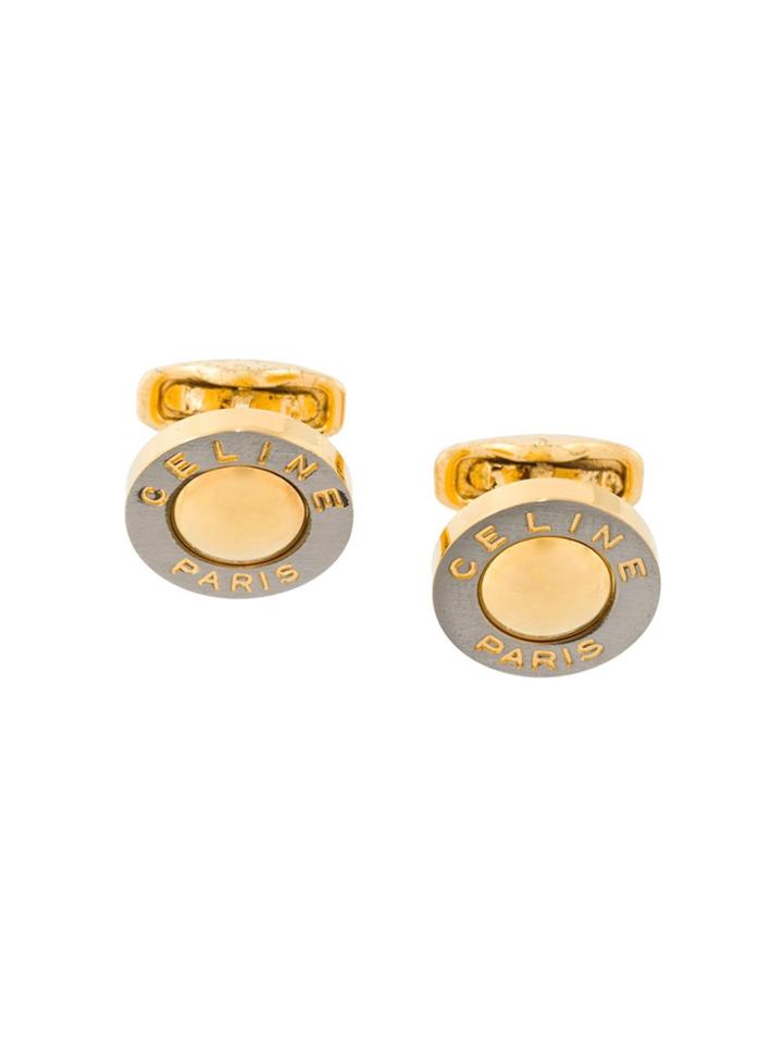 Céline Vintage Round Logo Cufflinks - Metallic