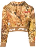 Heron Preston Camouflage Print Cropped Hoodie - Brown