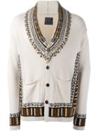 Laneus Intarsia Knit Cardigan, Men's, Size: 50, Nude/neutrals, Polyamide/viscose/angora/virgin Wool