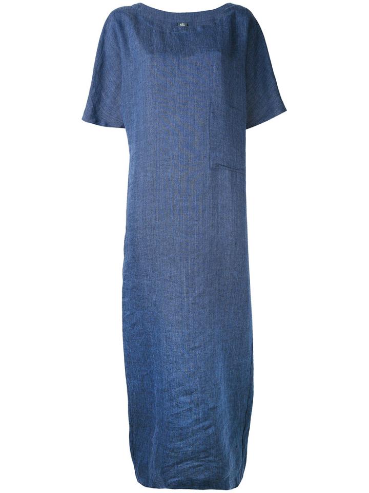 Eleventy - Shift Maxi Dress - Women - Linen/flax - 40, Blue, Linen/flax