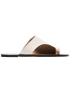 Atp Atelier White Rosa Flat Leather Sandals