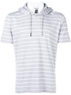 Eleventy Striped Hoodie T-shirt - Grey