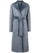 Drome Belted Reversible Coat - Blue