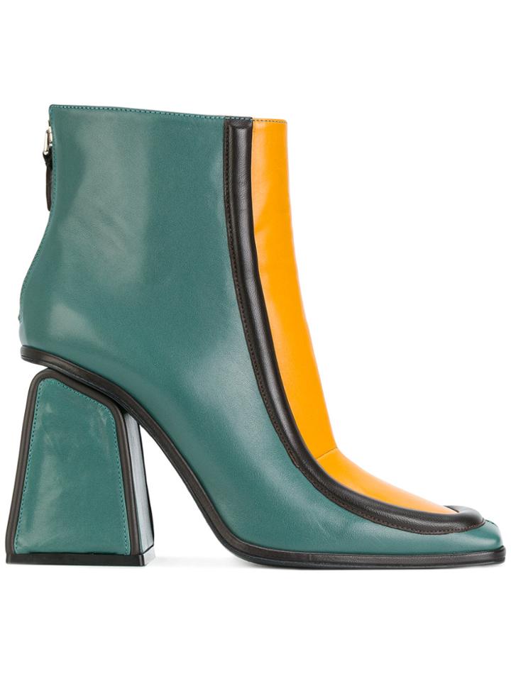 Marni Geometric Heel Ankle Boots - Green