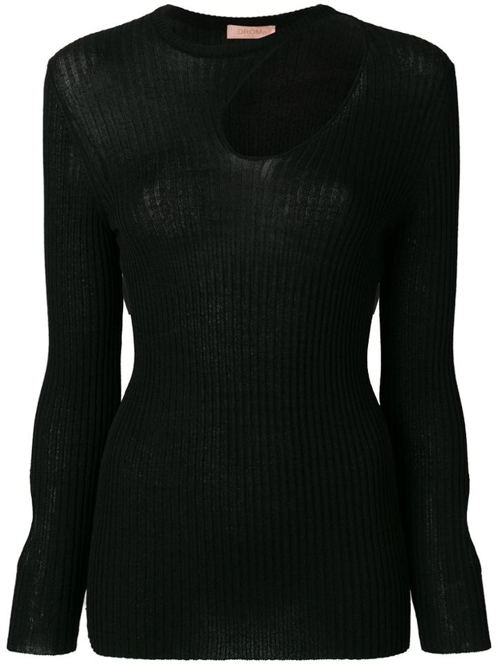 Drome Ribbed Asymmetric Cutout Sweater - Black
