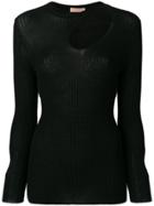 Drome Ribbed Asymmetric Cutout Sweater - Black