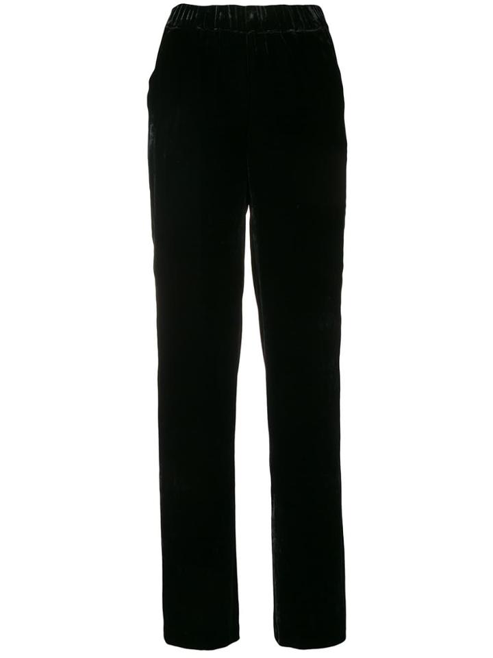 P.a.r.o.s.h. High Waist Velvet Side Stripe Trousers - Black