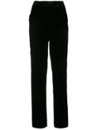 P.a.r.o.s.h. High Waist Velvet Side Stripe Trousers - Black