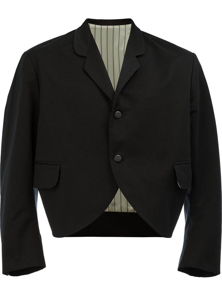 Christopher Nemeth Cropped Button Front Jacket, Men's, Size: Medium, Black, Cotton/cupro
