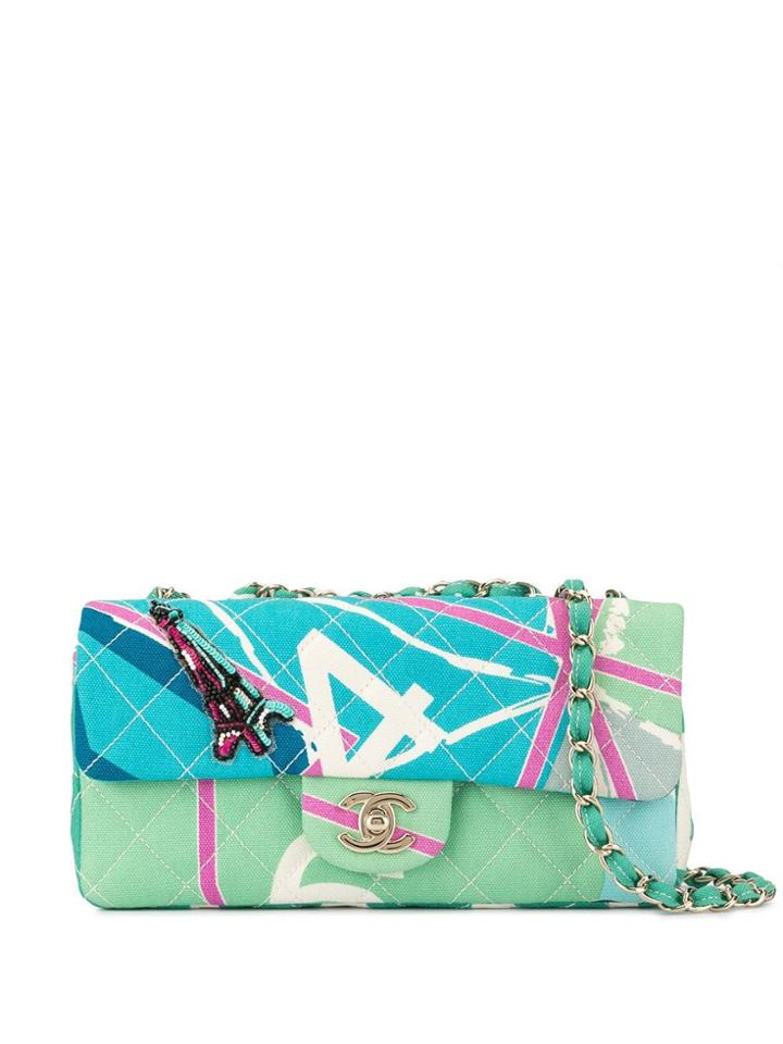 Chanel Pre-owned Paris Map Quilted Double Chain Shoulder Bag - Green