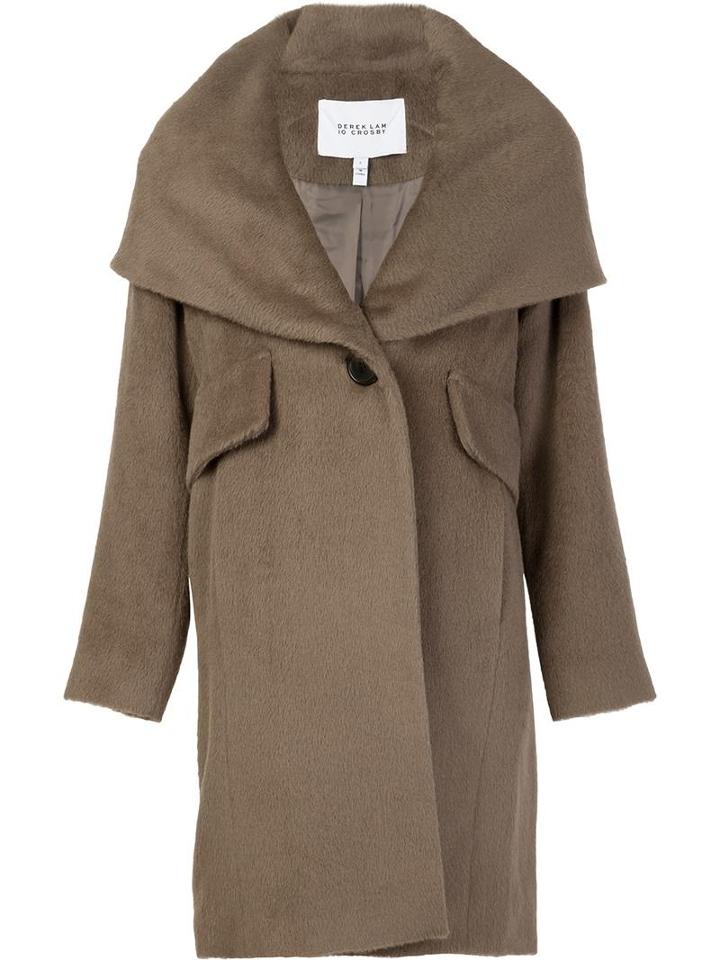 Derek Lam 10 Crosby Hooded Shawl Collar Coat, Women's, Size: 6, Nude/neutrals, Wool/alpaca