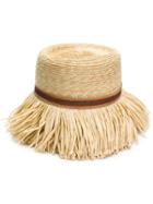 Ermanno Scervino Fringed Woven Hat - Nude & Neutrals