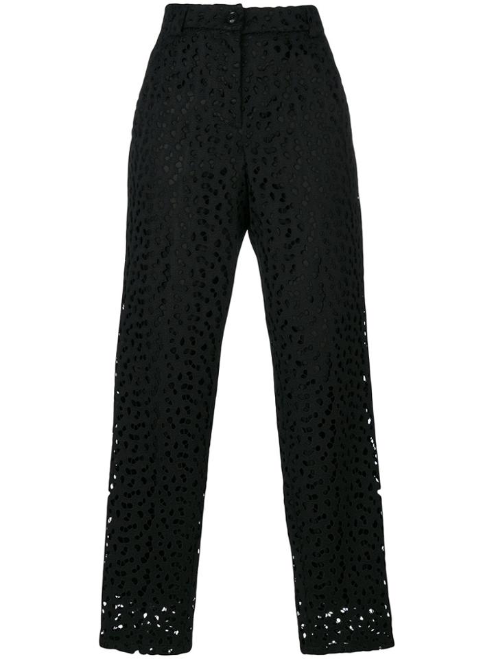 Boutique Moschino English Embroidery Tapered Trousers - Black