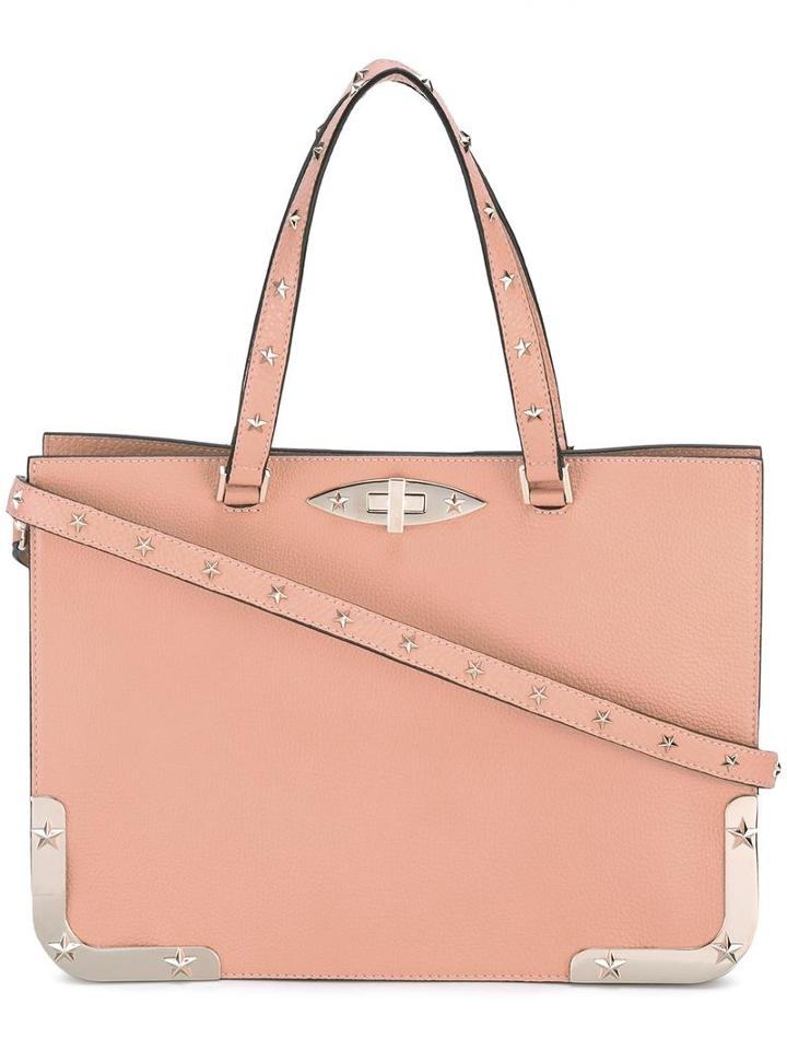 Red Valentino - Metallic Detail Tote - Women - Leather/metal (other) - One Size, Women's, Pink/purple, Leather/metal (other)
